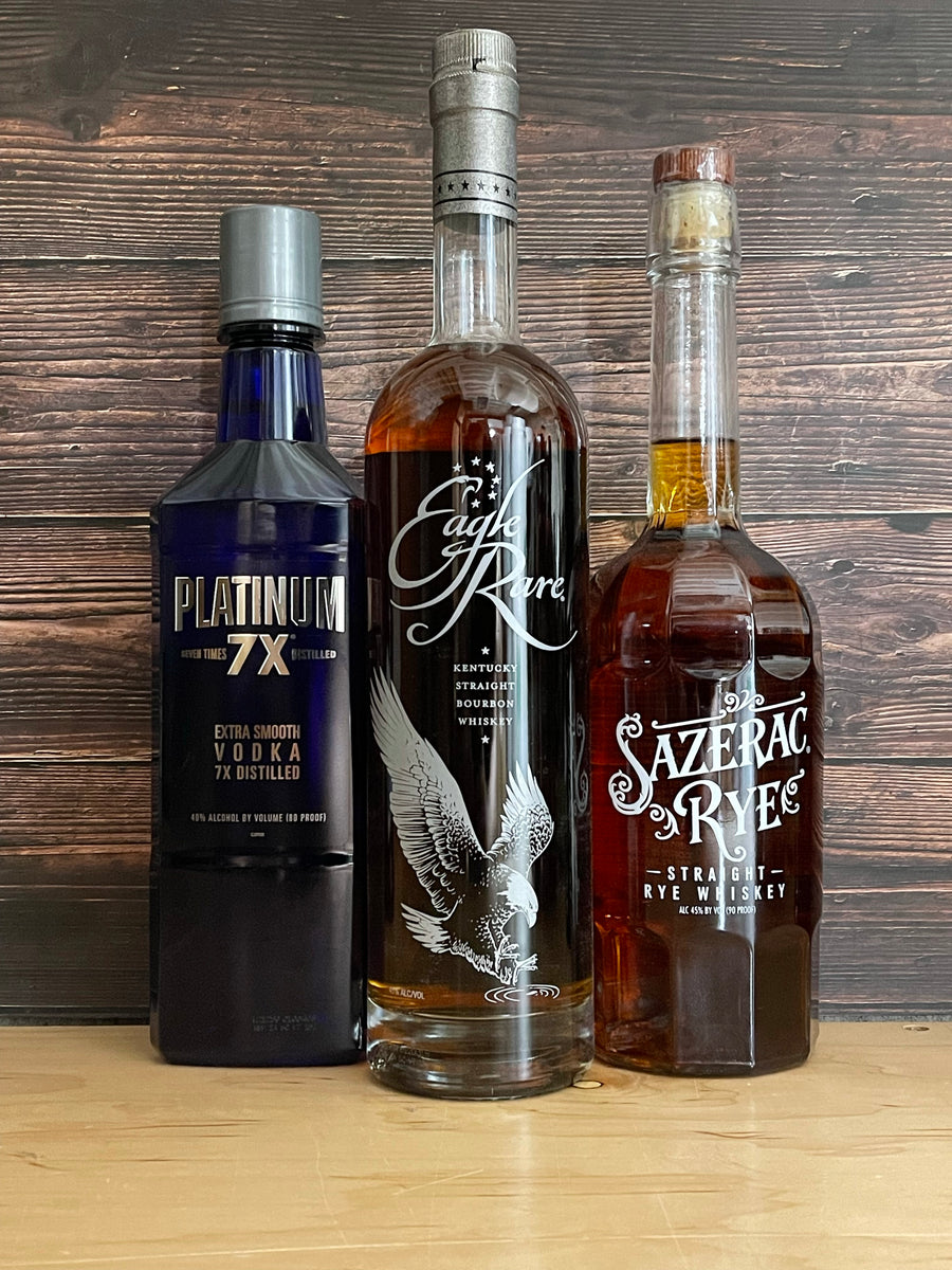 Eagle Rare, Sazerac Rye & Platinum 7X Vodka Bundle Set - 088004012748