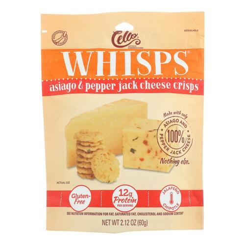 Cello - Whisps - Asiago And Pepper Jack Cheese Crisps - Case Of 12 - 2.12 Oz. - 0088231415244