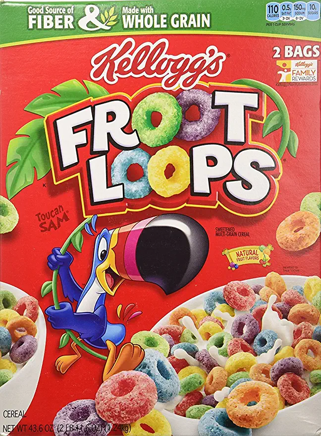 Kellogg's Fruit Loops Cereal, Froot Loops, 43.6 Ounce Twin Bag Box (Pack of 2) - 088234941412