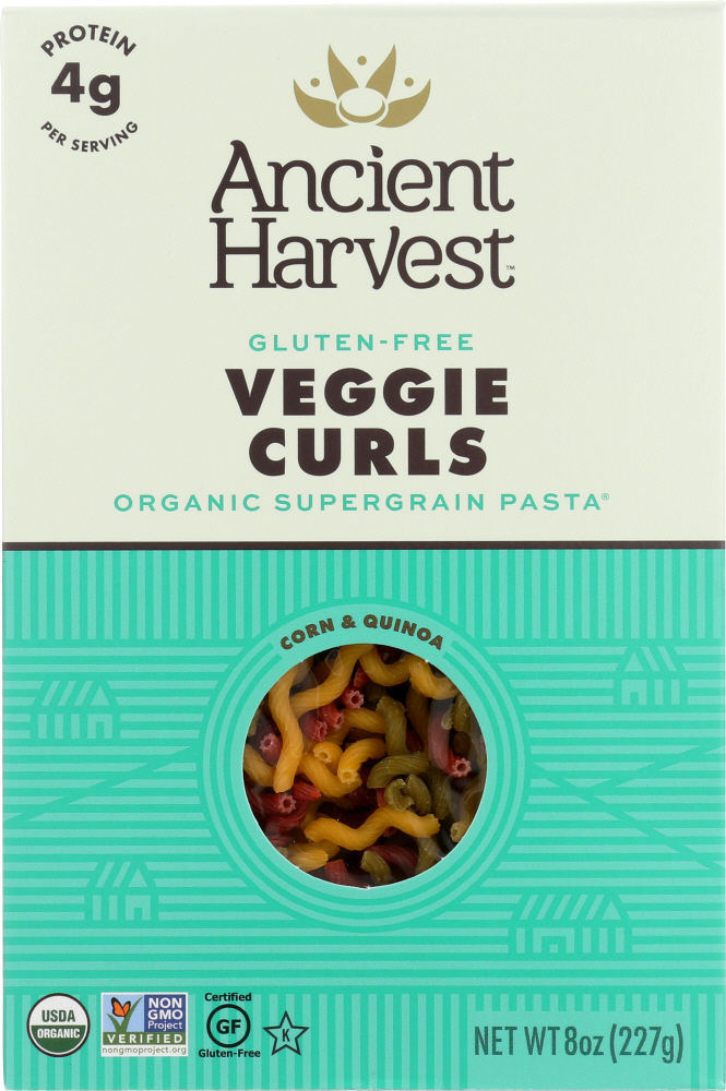 ANCIENT HARVEST: Organic Supergrain Pasta Veggie Curls Gluten Free, 8 oz - 0089125290008