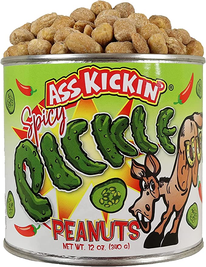 KICKIN’ Spicy Pickle Hot Peanuts – 12oz - Ultimate Spicy Gourmet Gift Peanuts - Try if you dare! …  - 089382120254