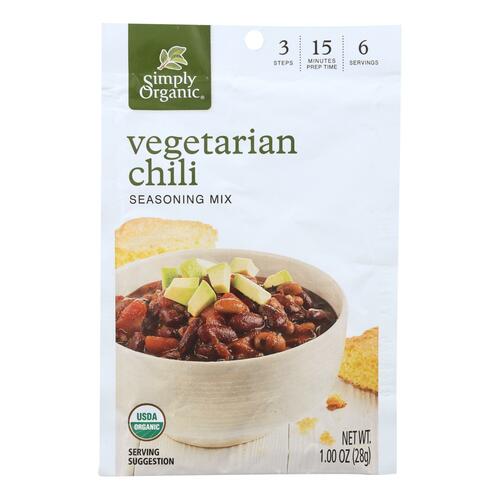 Simply Organic Seasoning Mix - Vegetarian Chili - Case Of 12 - 1 Oz. - 089836185365