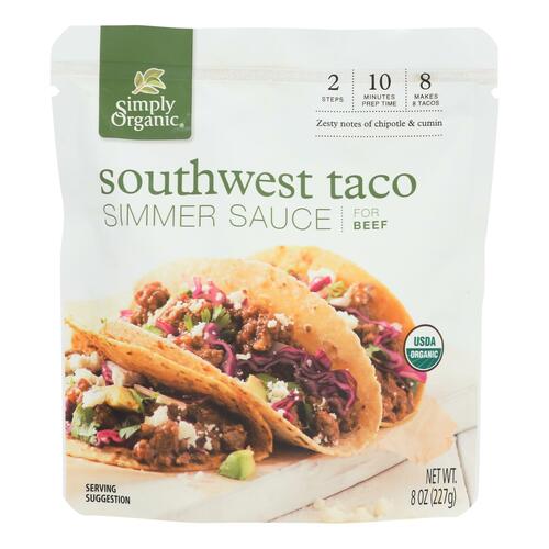 SIMPLY ORGANIC: Sauce Southwest Taco Simmer Organic, 8 oz - 0089836196316