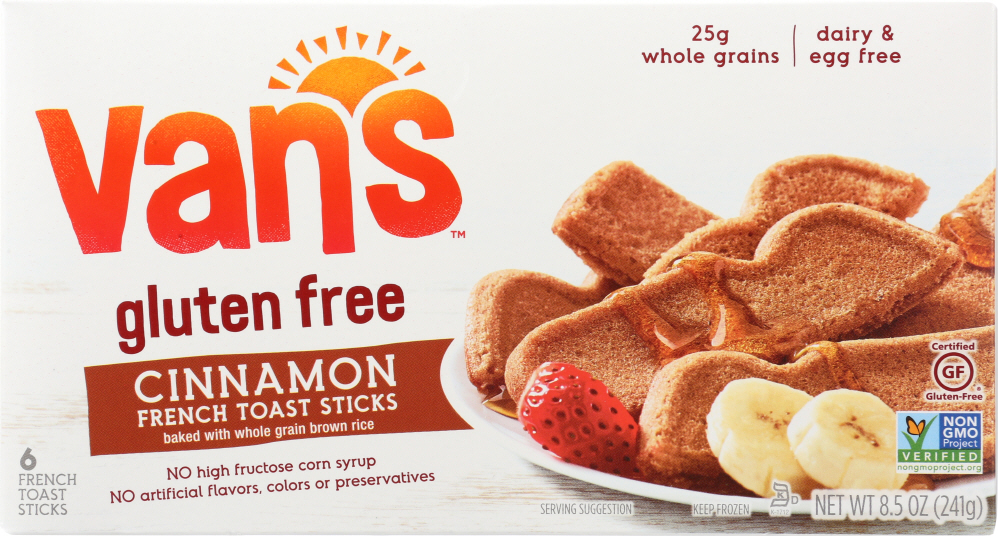 VAN’S: French Toast Sticks Cinnamon Wheat Gluten Free, 8.5 oz - 0089947606025