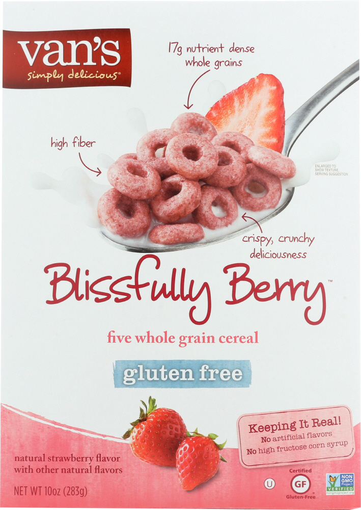 VAN’S: Simply Delicious Cereal Blissfully Berry, 10 oz - 0089947801505