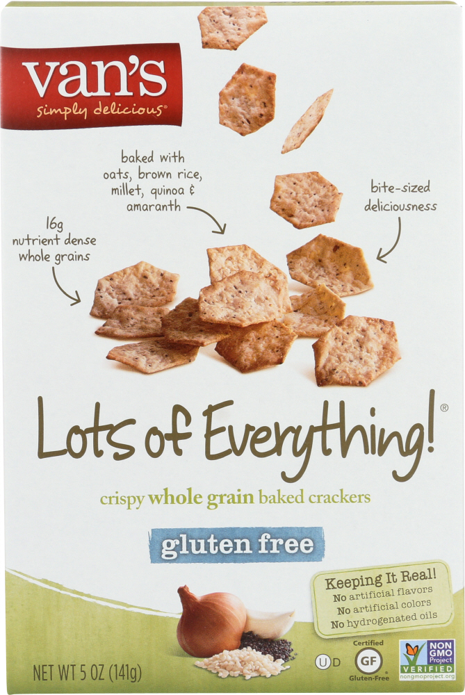VANS: Natural Foods Gluten Free Lots Of Everything Crispy Whole Grain Baked Crackers, 5 Oz - 0089947803202