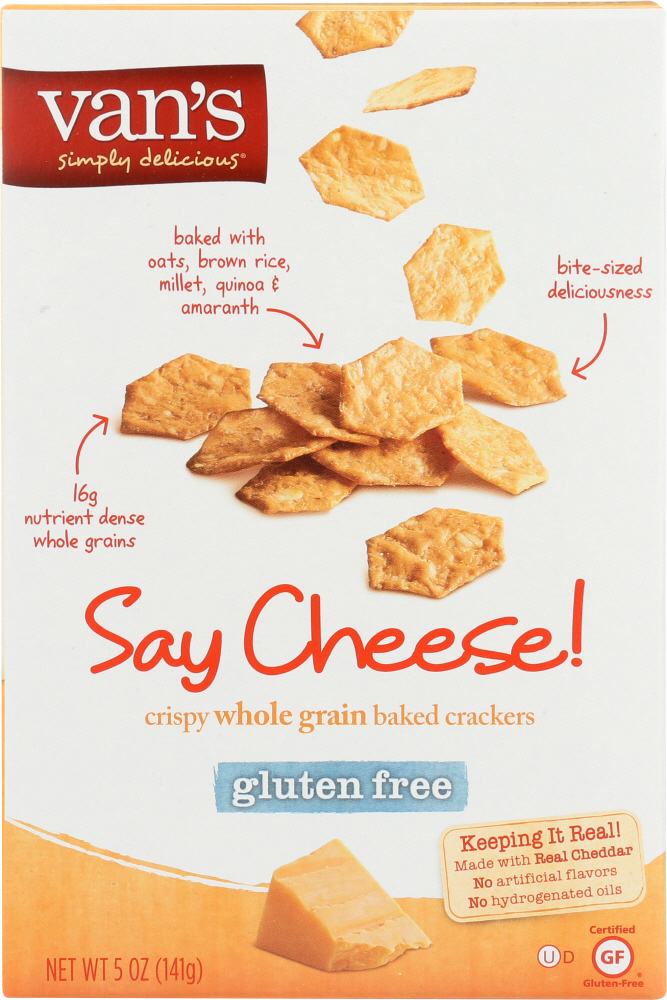 VANS: Natural Foods Gluten Free Say Cheese Crispy Whole Grain Baked Crackers, 5 Oz - 0089947803301