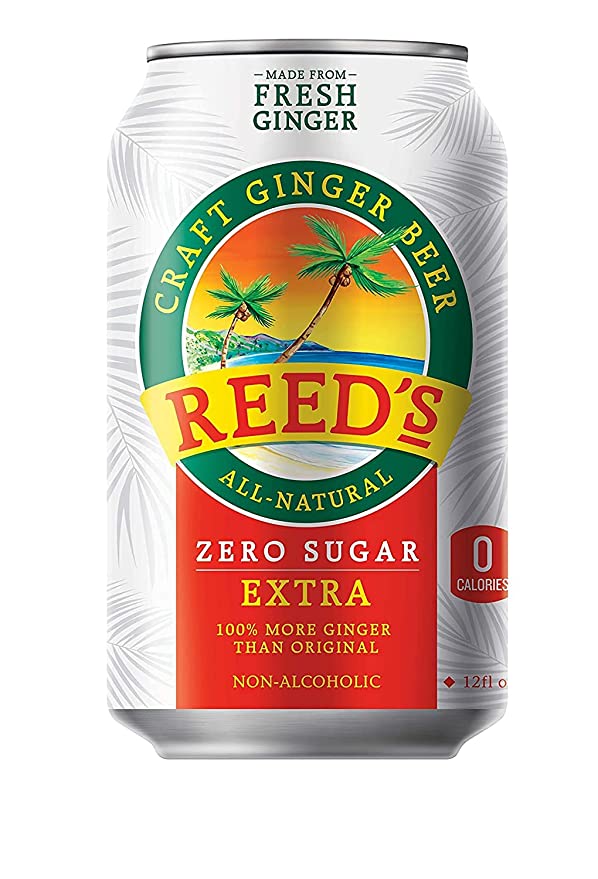  Reed's, Zero Sugar Extra Ginger Beer, Great Tasting All Natural Certified Ketogenic Soda Drink (12oz Can, 24 Pack)  - 090341065202