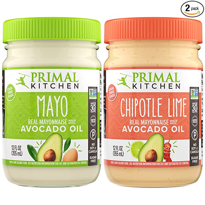 Primal Kitchen Mayo made with Avocado Oil Variety Pack, Original & Chipotle Lime, Whole30 Approved, Certified Paleo, and Keto Certified, 12 Ounces, Pack of 2 - 778894697551