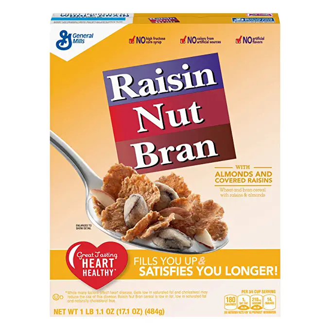  General Mills Raisin Nut Bran Cereal, 17.1 oz (Pack of 4) - 091201002481