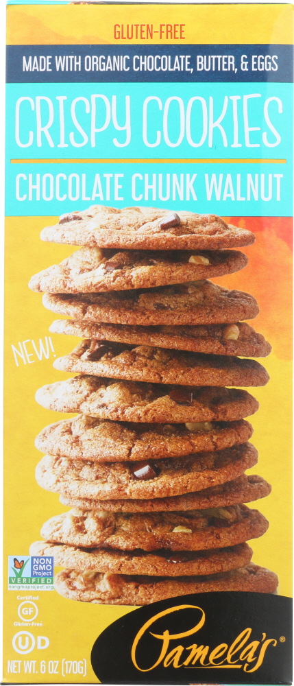 PAMELAS: Chocolate Chunk Walnut Crispy Cookies, 6 Oz - 0093709465003