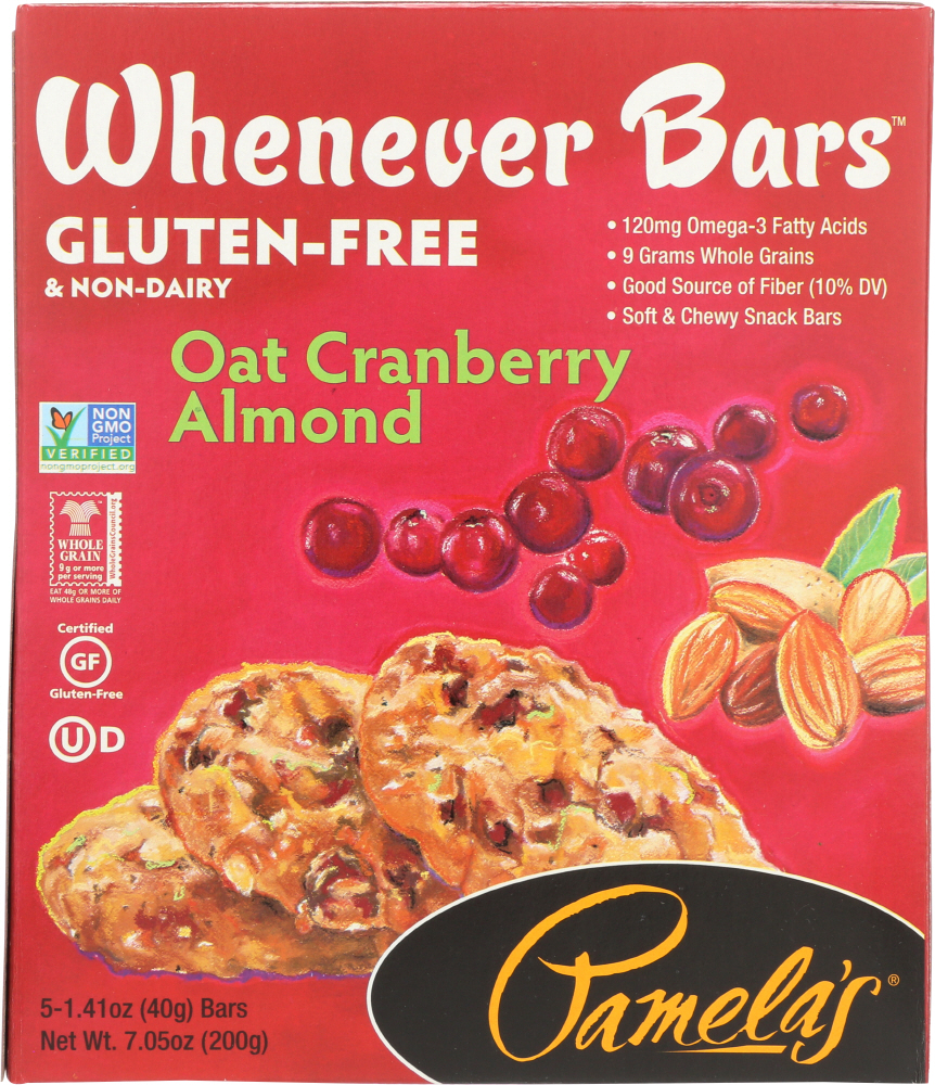PAMELA’S: Whenever Bars Oat Cranberry Almond, 7.05 oz - 0093709600114