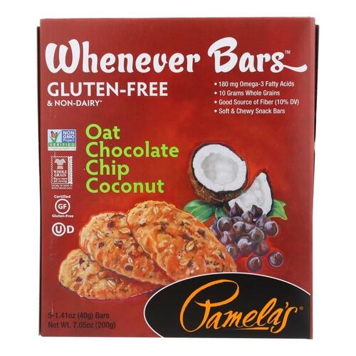 Pamela's Products - Oat Chocolate Chip Whenever Bars - Coconut - Case Of 6 - 1.41 Oz. - 0093709600442