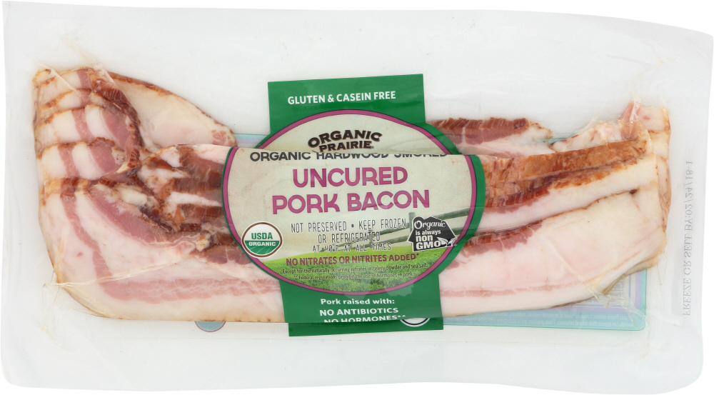 ORGANIC PRAIRIE: Uncured Pork Bacon Smoked Slices, 8 oz - 0093966001754