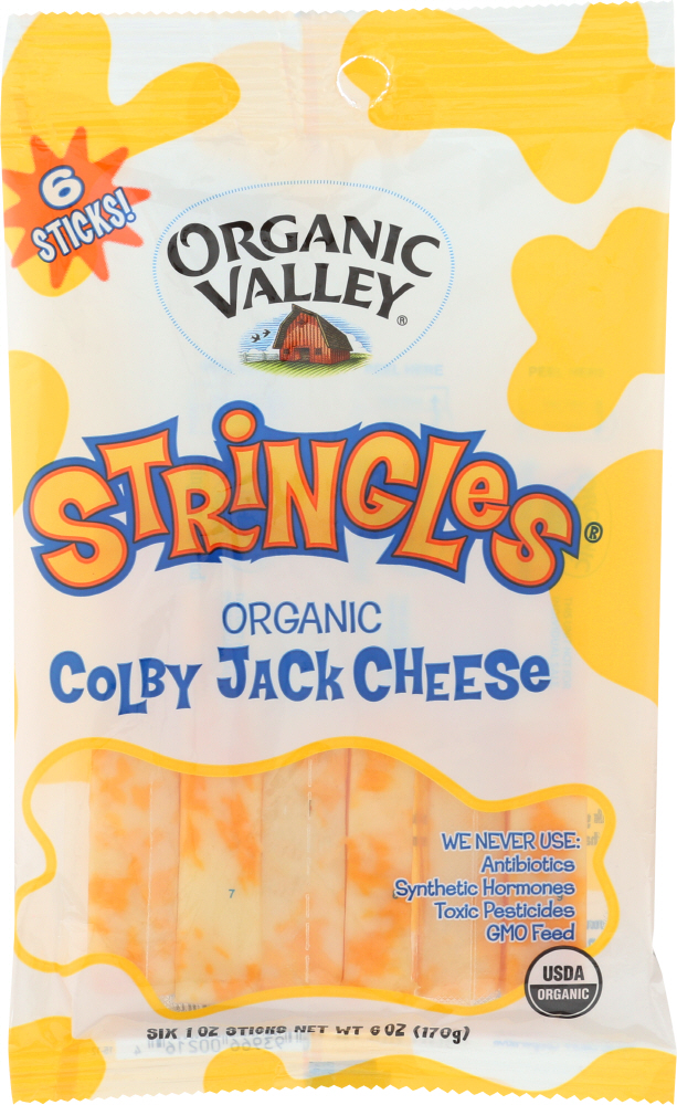 ORGANIC VALLEY: Organic Colby Jack Cheese Stringles 6 Sticks, 6 oz - 0093966002164