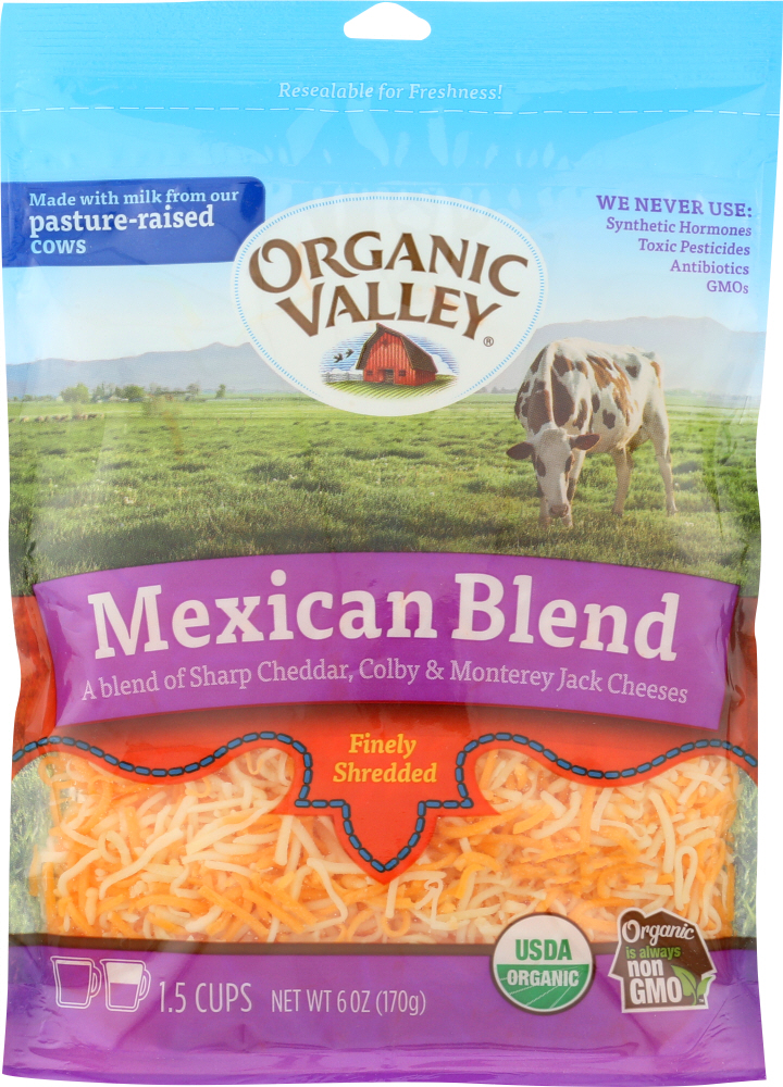 ORGANIC VALLEY: Fancy Shredded Mexican Blend Cheese, 6 oz - 0093966002270