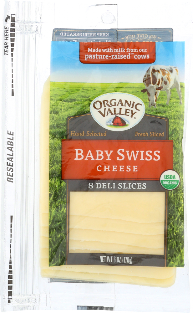 ORGANIC VALLEY: Sliced Cheese Baby Swiss, 6 oz - 0093966002614
