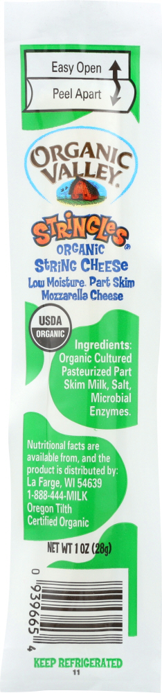 ORGANIC VALLEY: Mozzarela Stringles Single, 1 oz - 0093966003826