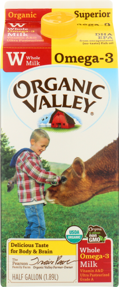 ORGANIC VALLEY: Whole Omega-3 Milk, 64 oz - 0093966004458