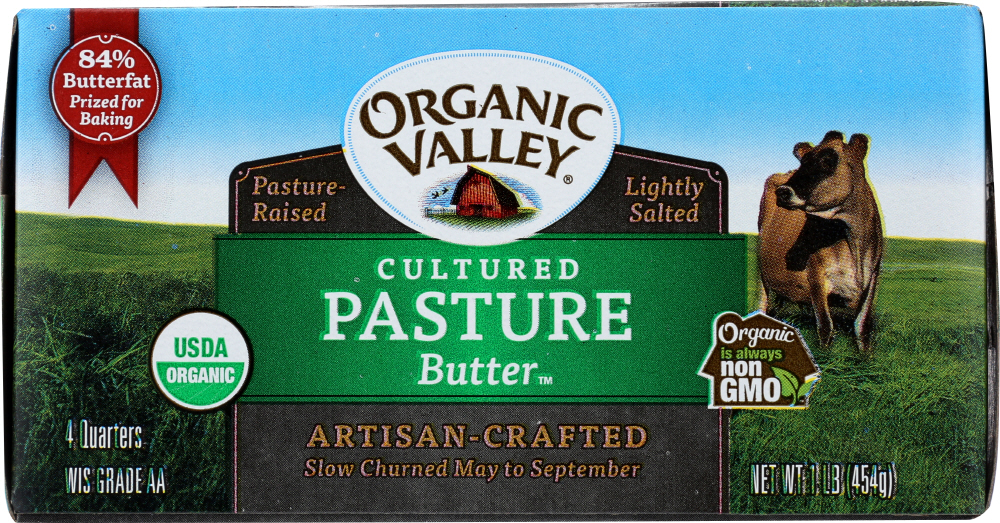 ORGANIC VALLEY: Cultured Pasture Butter Lightly Salted, 1 lb - 0093966004557