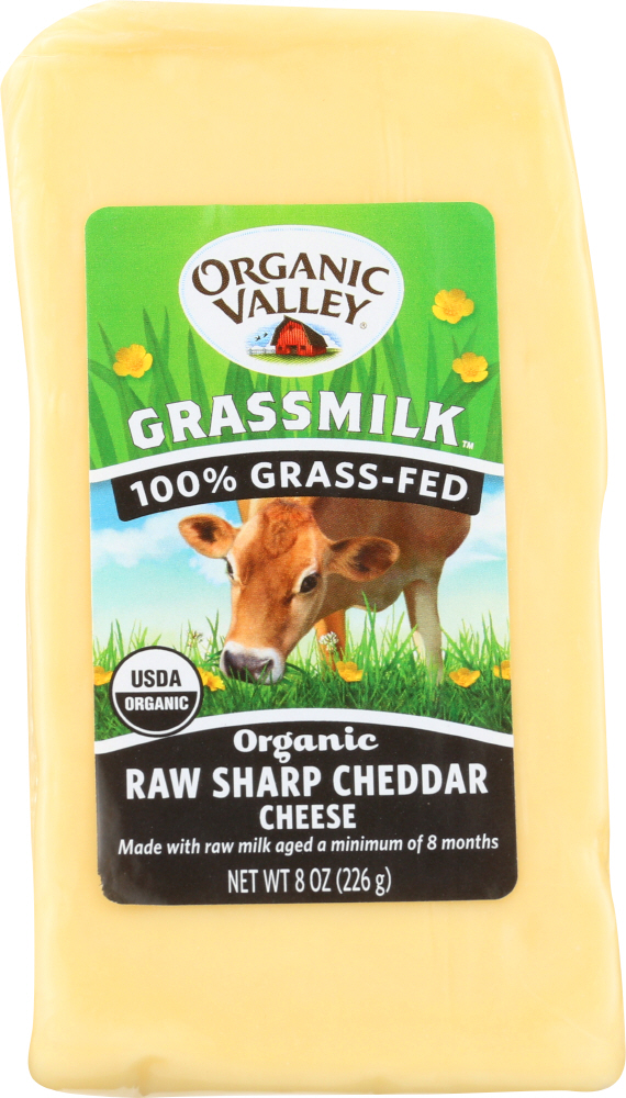 Organic Valley, Grass Milk, Organic Raw Sharp Cheddar Cheese - 093966005042