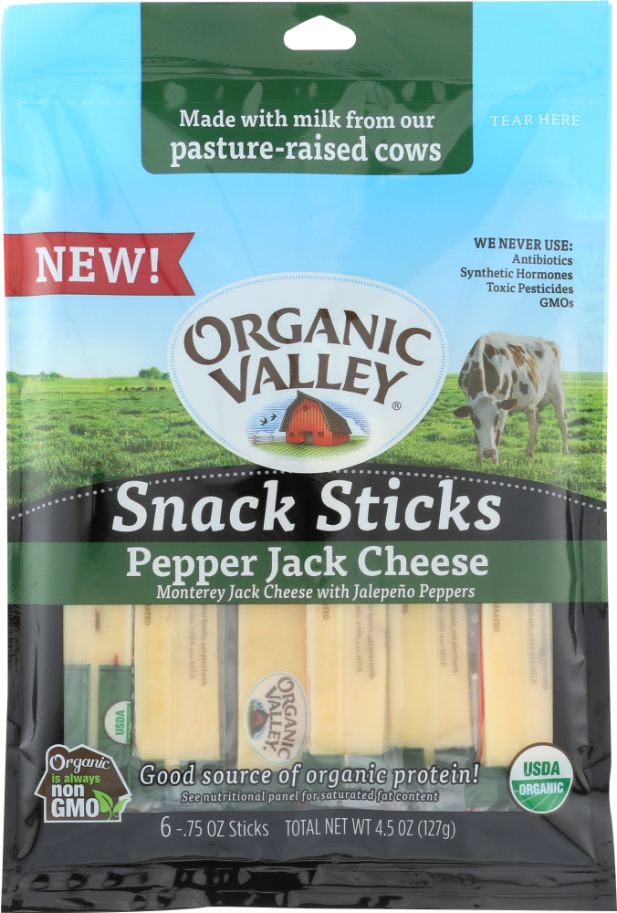ORGANIC VALLEY: Pepper Jack Cheese Snack Sticks, 4.5 oz - 0093966005622