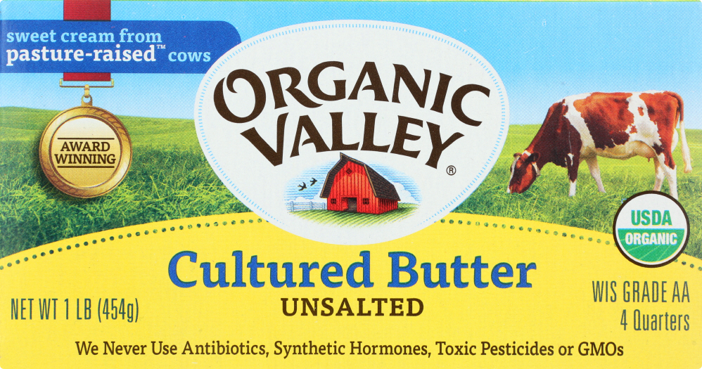 ORGANIC VALLEY: Butter Organic Cultured Unsalted, 16 oz - 0093966130003