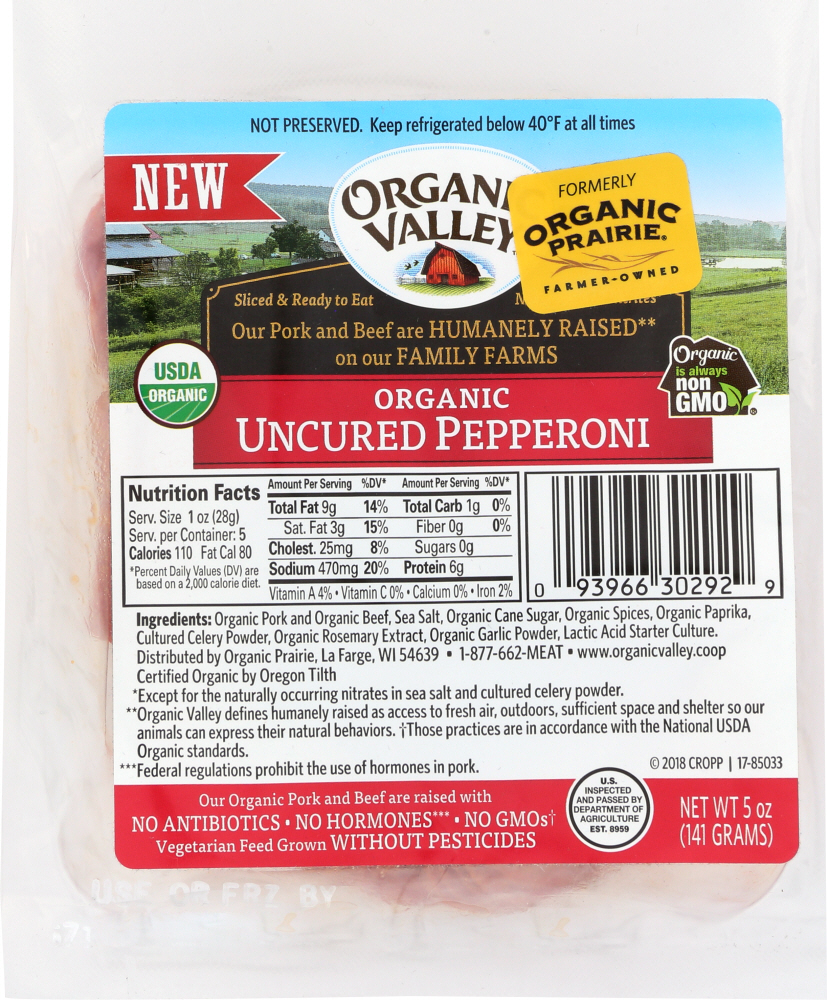 ORGANIC VALLEY: Uncured Pepperoni Slices, 5 oz - 0093966302929