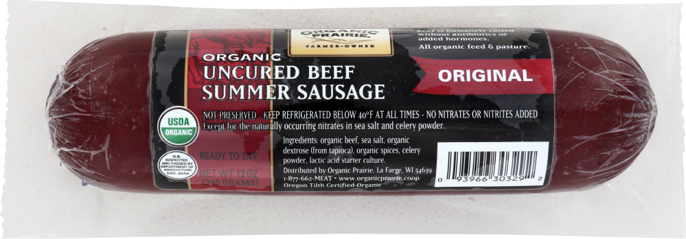 Original Organic Uncured Beef Summer Sausage, Original - 093966303292