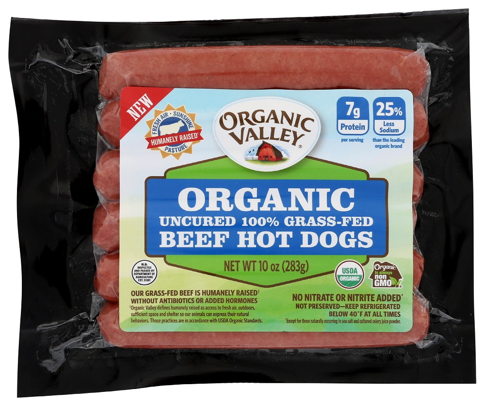 Organic Uncured 100% Grass-Fed Beef Hot Dogs, Beef - organic