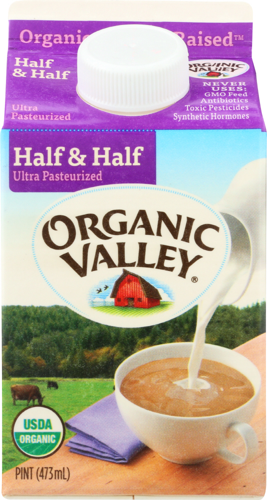 ORGANIC VALLEY: Organic Half & Half Ultra Pasteurized, 16 oz - 0093966510522