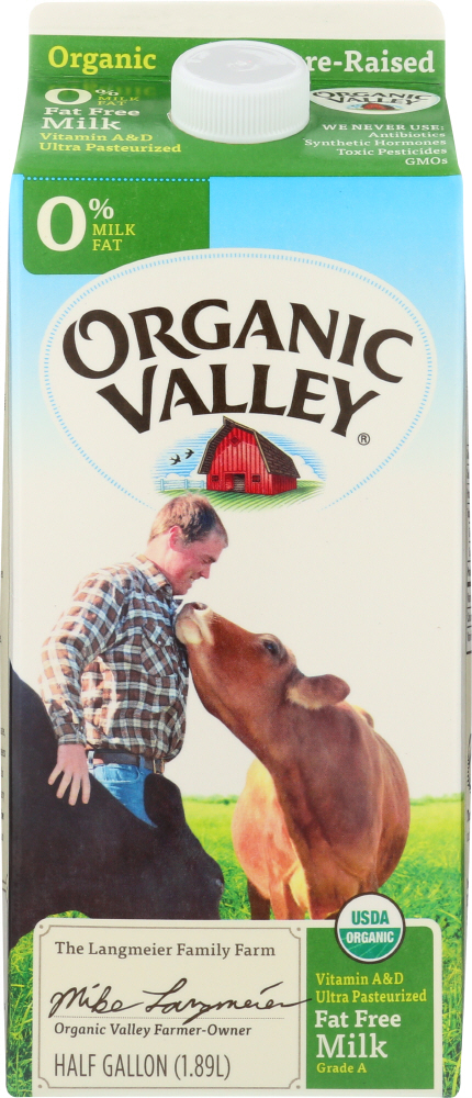 ORGANIC VALLEY: Milk Organic Fat Free Ultra Pasteurized, 64 oz - 0093966516005
