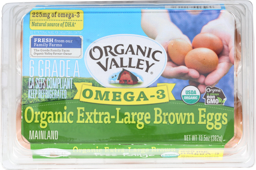 ORGANIC VALLEY: Omega 3 Extra Large Brown Eggs, 13.50 oz - 0093966811131