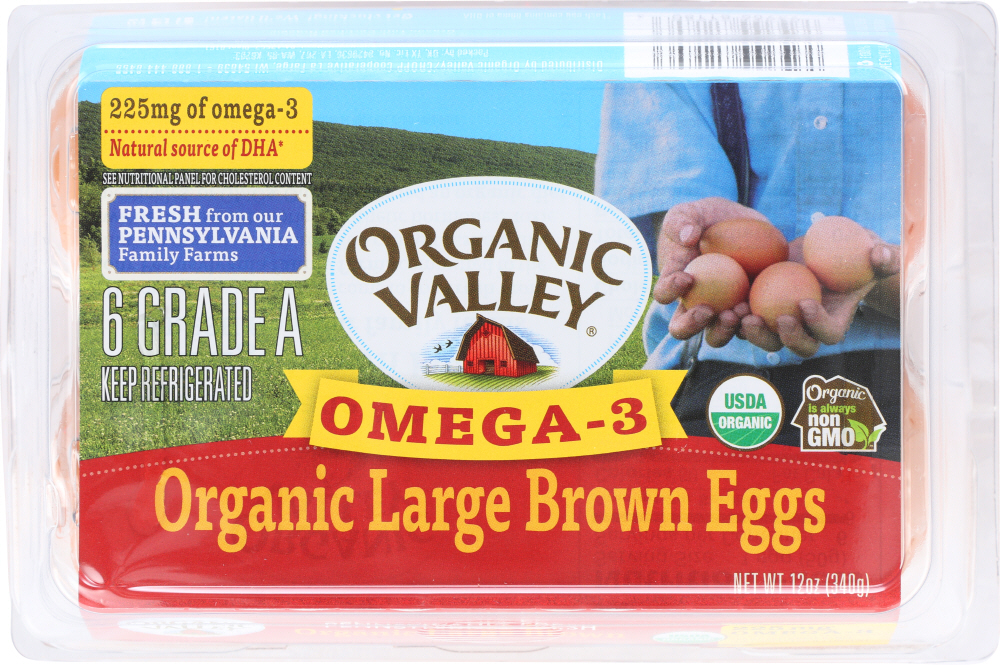 Organic Valley, Omega-3 Organic Large Brown Eggs - 093966811803