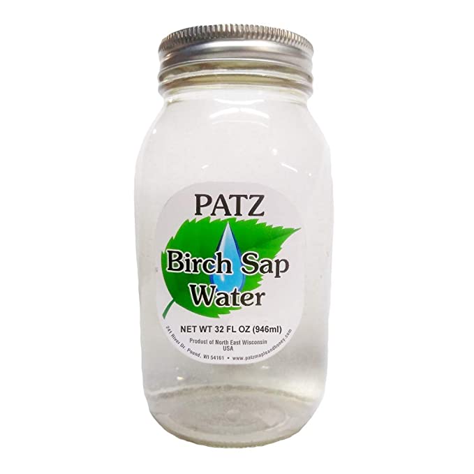  Patz Birch Sap Water 32 Ounce Jar Tapped from Wisconsin Birch Trees  - 095658001950
