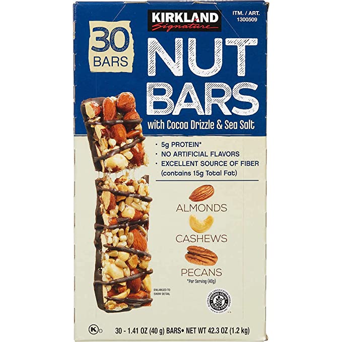  KIRKLAND SIGNATURE Nut Bars 30Count (2.64 Lbs), 42.3 Oz (096619215607)  - 096619215607
