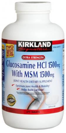 Kirkland Signature Extra Strength Glucosamine HCI 1500mg With MSM 1500 mg 375-Count Tablets - 096619249374