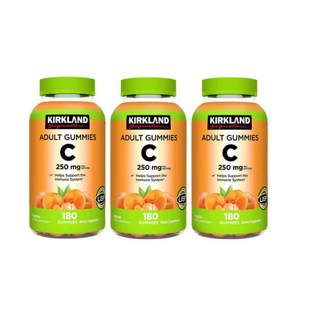 3 Pack | Kirkland Signature Vitamin C 250 mg. 360 Adult Gummies - 096619266333