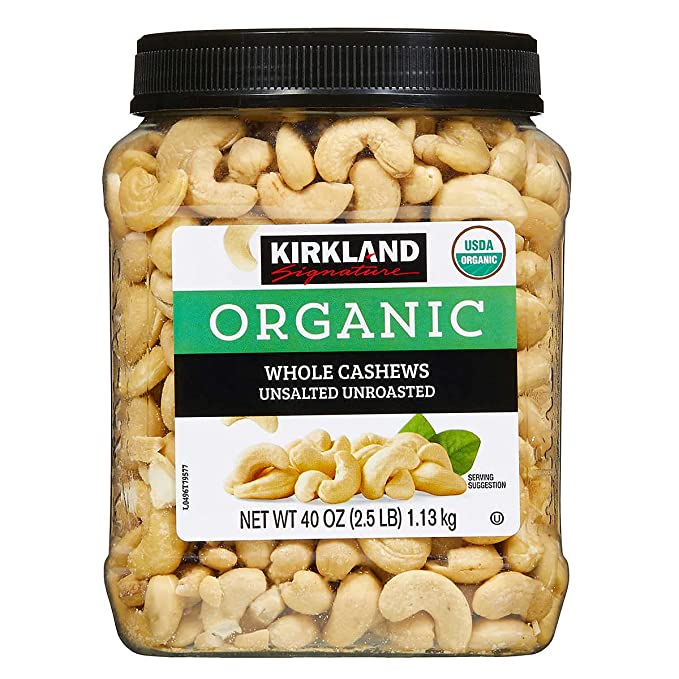  Kirkland Signature Organic Unsalted Cashew, 40 Oz  - 096619516735