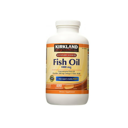 Kirkland Signature Fish Oil Concentrate with Omega-3 Fatty Acids, 400 Softgels, 1000mg - 096619926626