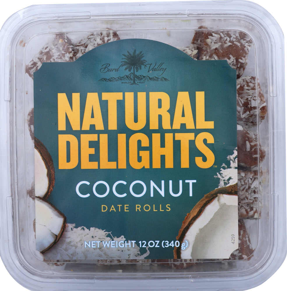 BARD VALLEY: Natural Delights Coconut Date Rolls, 12 oz - 0097923543332