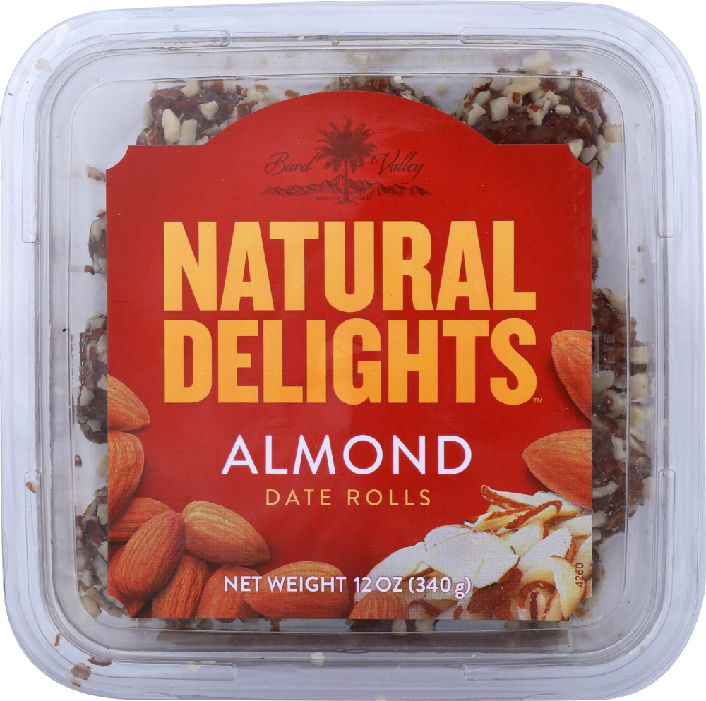 BARD VALLEY: Natural Delights Almond Date Rolls 12 Oz - 0097923543349