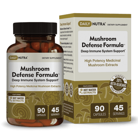 Mushroom Defense Formula by DailyNutra - Immune Support Supplement | Organic Mushrooms Hot Water Extracted - Reishi Chaga Maitake Shiitake & Turkey Tail (90 Capsules) - 099461427426