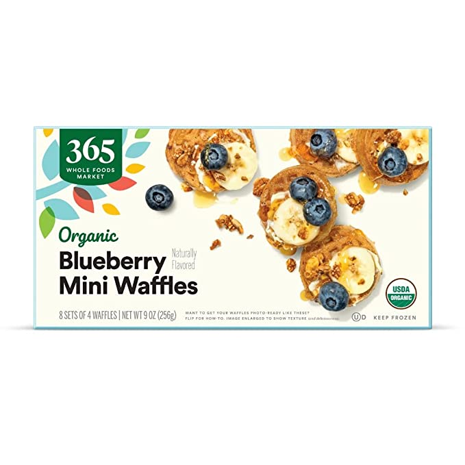 365 by Whole Foods Market, Waffles Blueberry Mini Organic, 9 Ounce - blueberry