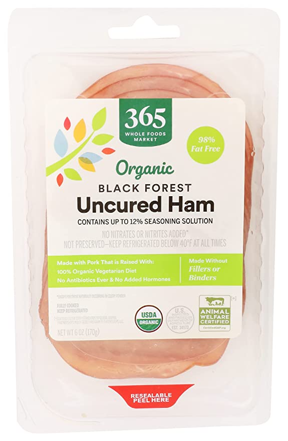 365 by Whole Foods Market, Ham Black Forest Sliced Organic, 6 Ounce - 099482452629
