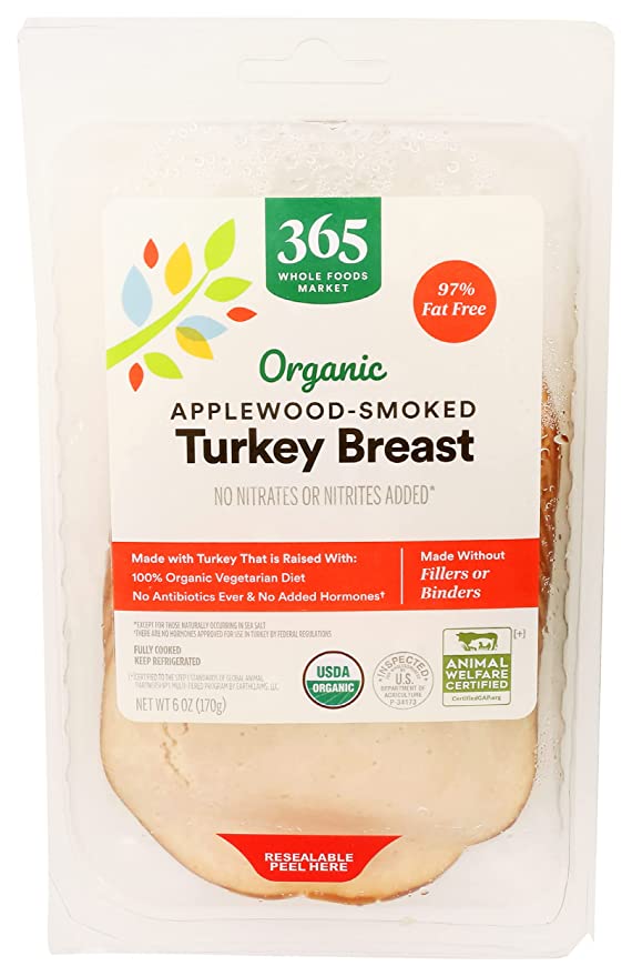  365 by Whole Foods Market, Turkey Applewood Smoked Sliced Organic, 6 Ounce  - 099482452650