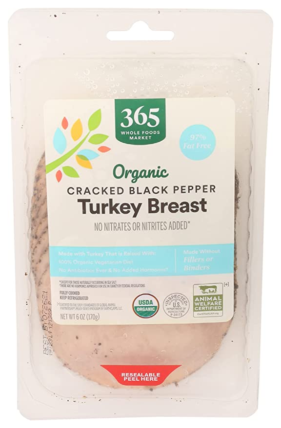 365 by Whole Foods Market, Turkey Black Pepper Sliced Organic, 6 Ounce - 099482452667