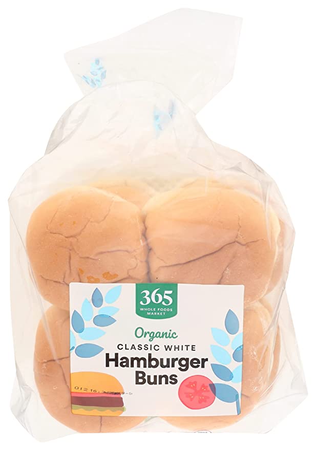  365 by Whole Foods Market, Buns Hamburger White 8 Count Organic, 16 Ounce  - 099482473976