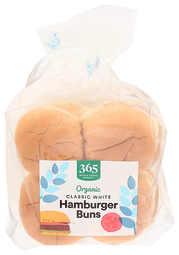 365 by Whole Foods Market, Buns Hamburger White 8 Count Organic, 16 Ounce - 099482473976