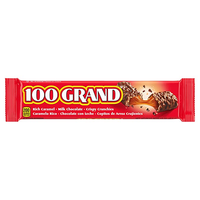  100 Grand Milk Chocolate Candy Bars, Full Size Bulk Individually Wrapped Ferrero Candy, Perfect Valentine’s Day Gift, Pack of 18  - 099900711833